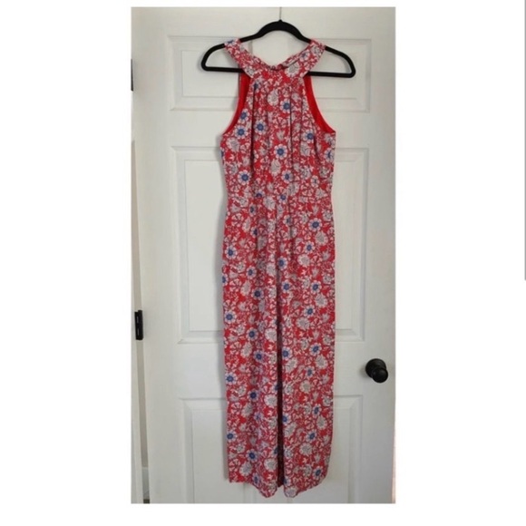LOFT Red Floral Halter Jumpsuit - Picture 3 of 6